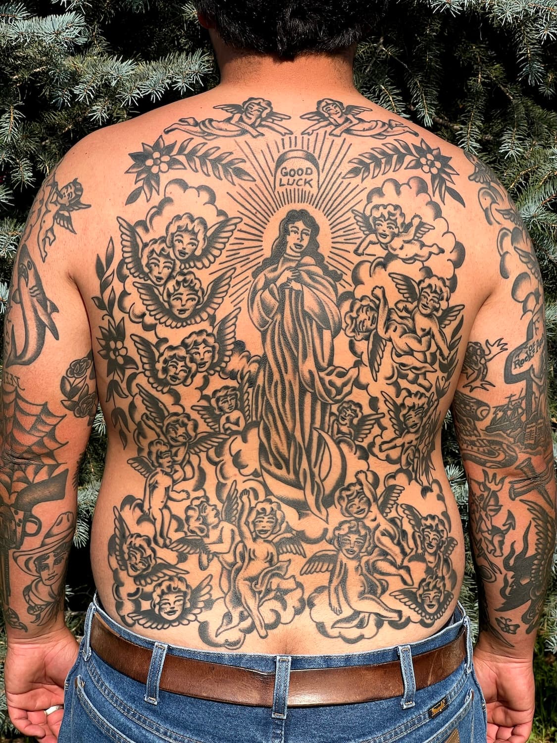 Tattoo of angel on back