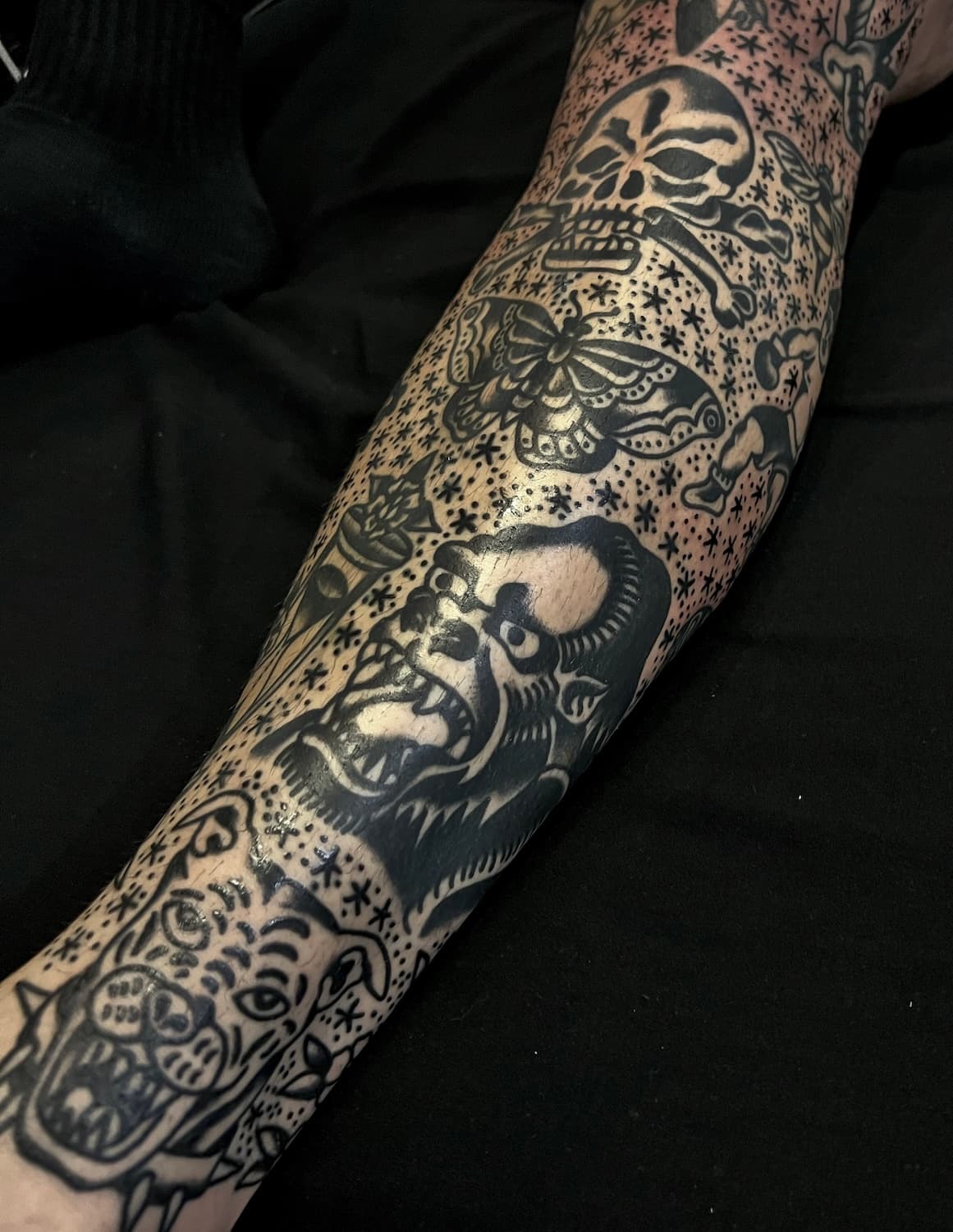 Tattoo of black work on arm