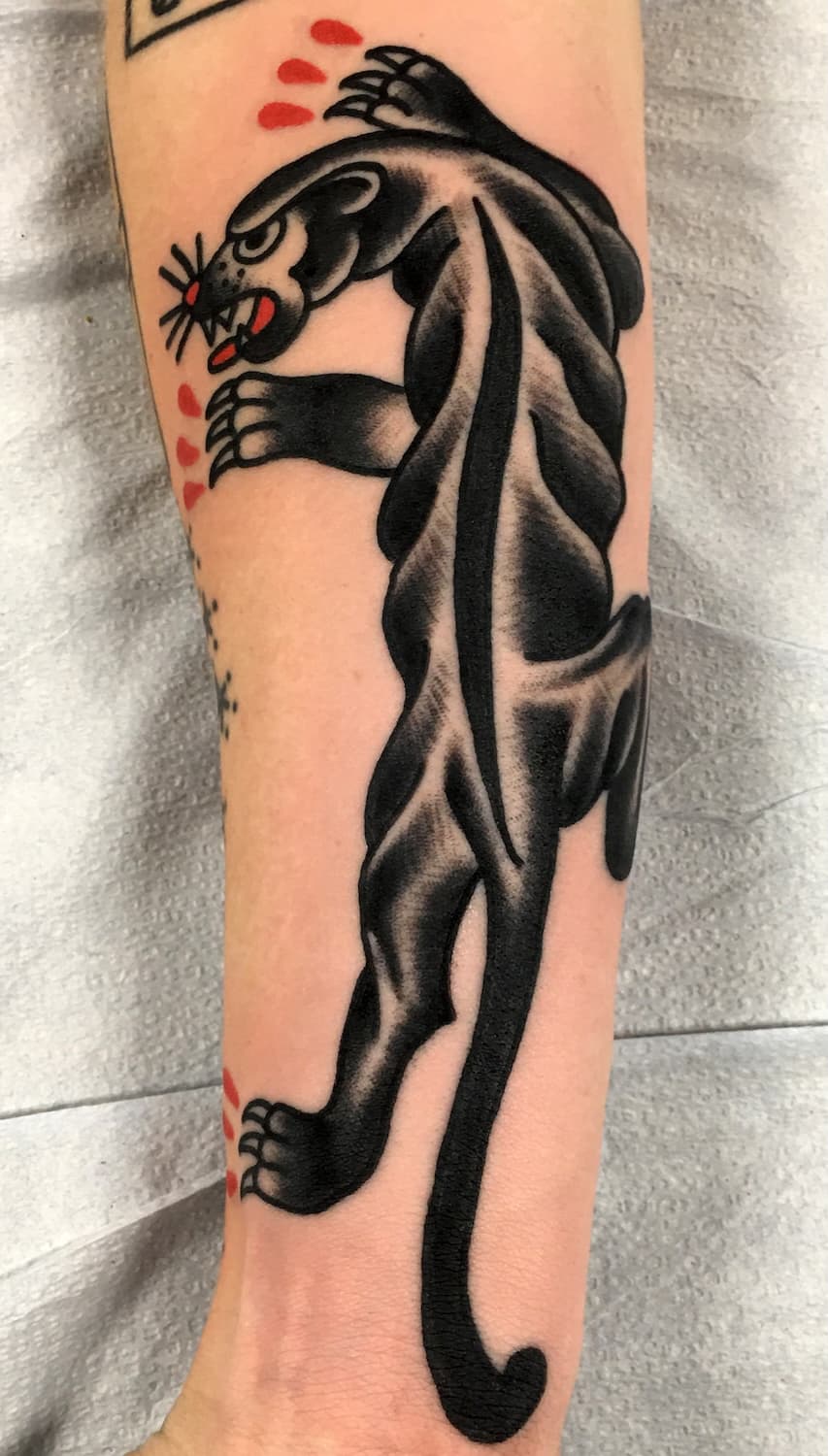 Tattoo of crawling panther