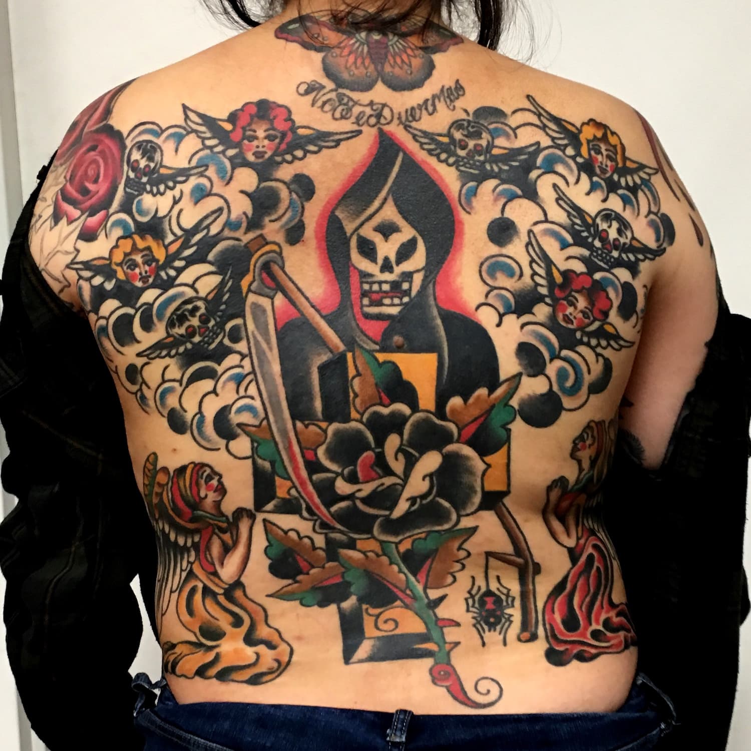 Tattoo of Grim Reaper on back