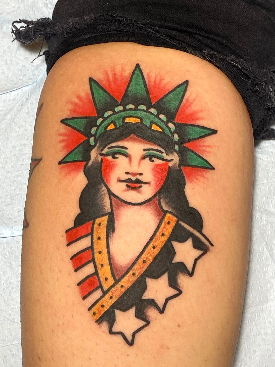 Tattoo of lady liberty